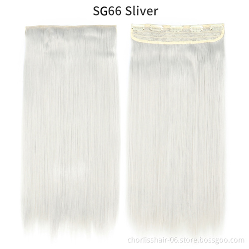 Wholesale Cheap Blonde Long22''Straight Ombre New High Quality 5 Clip Heat Resistant Synthetic Clip In Hair Extensions For Women